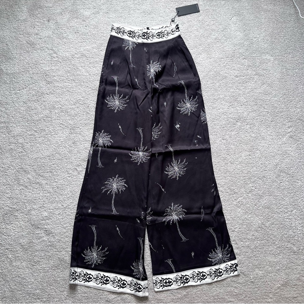 One Teaspoon Onyx Valley Delirious Palm Tree Wide Leg Pants